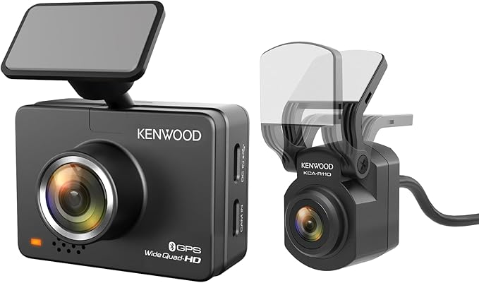KENWOOD DRV-A510WDP Dash Cam Front and Rear with GPS, Full HD Dash Camera for Cars, Trucks & RVs, Bluetooth & WiFi Support, Loop Recording, G Sensor, Motion Detection