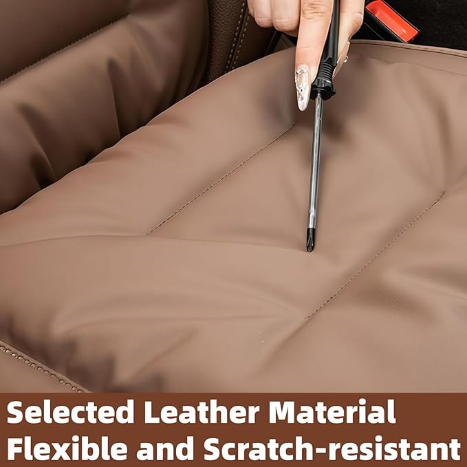 Car Seat Cushion, 2025 New Skin-Friendly Leather Seat Cushions, Breathable Dirt-Repellent Memory Foam Pad for Most Auto & Office Chairs (Brown)