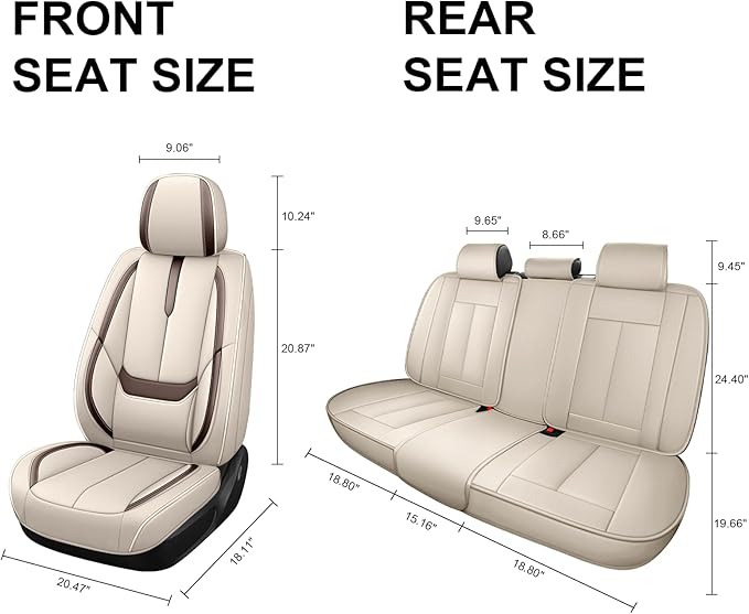 Fit for 98% of Mercedes Benz Car Seat Covers, Premium Nappa Leather Seat Cover, Fully Wrapped Protect Modern Style Seat Cover (5-Seat Standard, Beige & Brown)