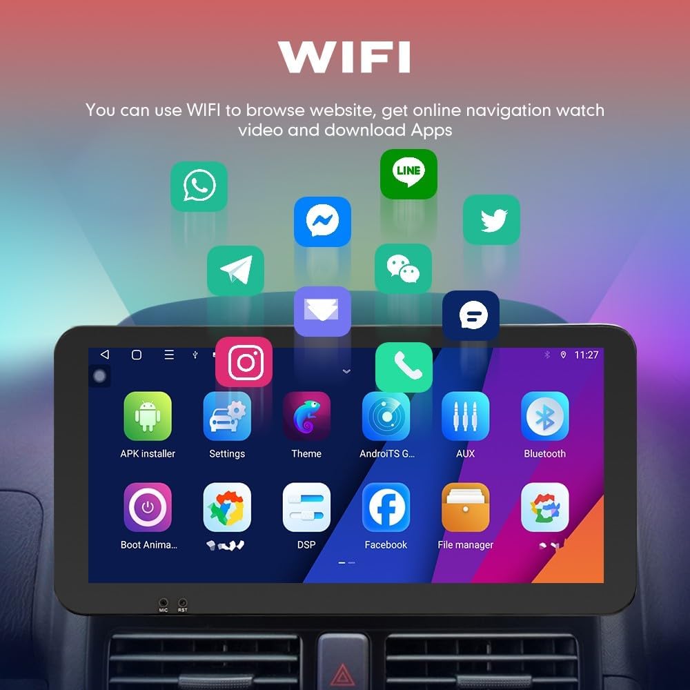 Kunfine Car CarPlay Android Auto Navigation Stereo GPS Radio Camera Display 10.33" QLED Touchscreen Headunit Tablet Media Player for Peugeot 301 2013-2022, if Applicable Quad Core 1G+32G Matte Black