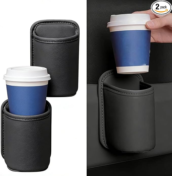 2PCS Large Car Door Cup Holder, Multifunctional Storage Bag Trash Can, Clip On Backseat Pocket Beverage Holder, Waterproof Car Cup Holder, for Water Cup Mobile Phone Change Storage Box