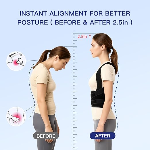 Posture Corrector for Women & Men, Back Brace Straightener with Adjustable Support, Relief for Neck/Shoulder/Back Pain, Scoliosis & Hunchback Correction, Breathable Mesh Design