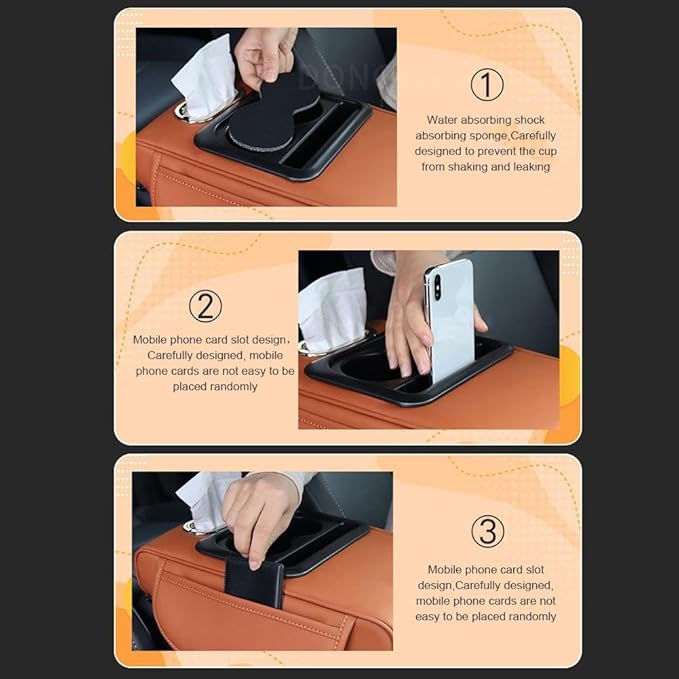 Car Armrest Cushion,5-in-1 Center Console Cover with 2 Storage Bags Cup Holder, Tissue Box Slot, Phone Slot for Car Sedans,Car Interior Accessories for Most Vehicle, SUV, Truck,Cars (Claret)