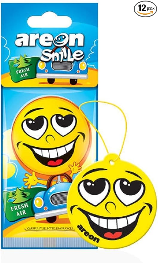 AREON Smile I Hanging Car Air Freshener, Fresh Air (Pack of 12)