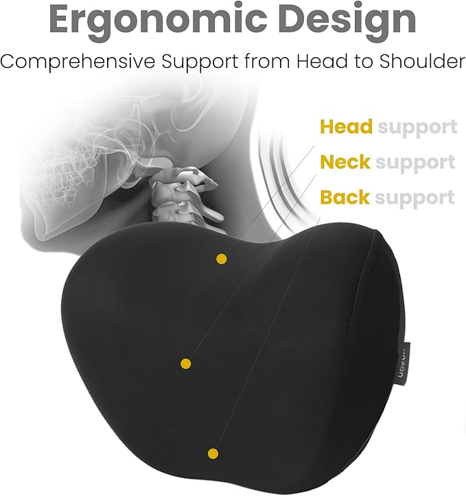 HOPON 2025 Upgrade Headrest Pillow for Tesla Model 3 Y S X,Car Neck Pillow with Breathable Fabric,Soft Pillow for Tesla,Memory Foam Tesla Accessories 1 Pack - Black