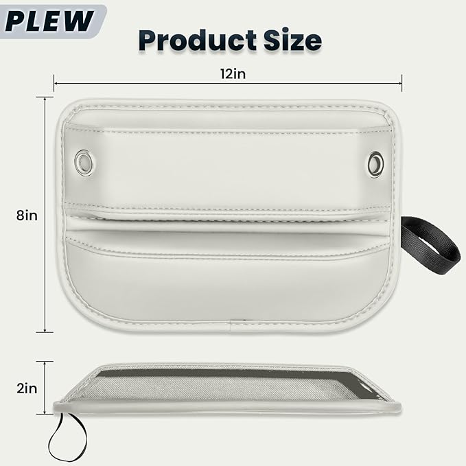 2-Pack Car Seat Gap Filler Organizer - Upgraded Anti-Slip Strap Design - Premium Leather Side Console Pocket - Prevent Phone Falling - Universal Fit Car Essentials for SUV, Truck & Sedan,Beige