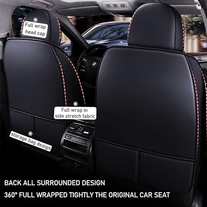 for Toyota CHR Seat Covers 2018-2026, Full Coverage Customized Car Seat Covers, Premium Leather Waterproof Stain-Resistant Easy to Install (Luxury 5 Seats, Black)