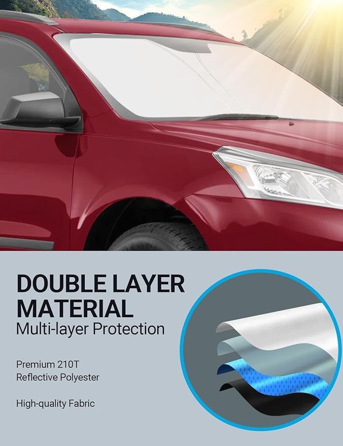 Proadsy 2026 Upgrade Front Windshield Sun Shade Foldable Sunshade Protector Custom Fit 2018-2023 Traverse LS, LT, RS, Redline, Premier, High Country SUV Accessories