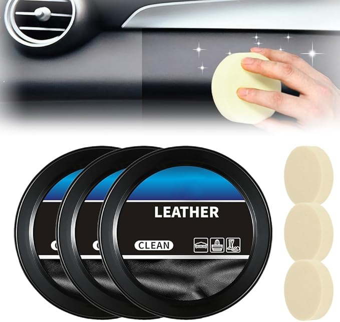 2025 New Leader Cleaning and Care Cream & Cleaning Paste for Leather Care, Automotive Interior Leather Cleaning Cream, Car Leather Conditioner Oil Paste, Leather Repair Kit for Car, Furniture (3PCS)