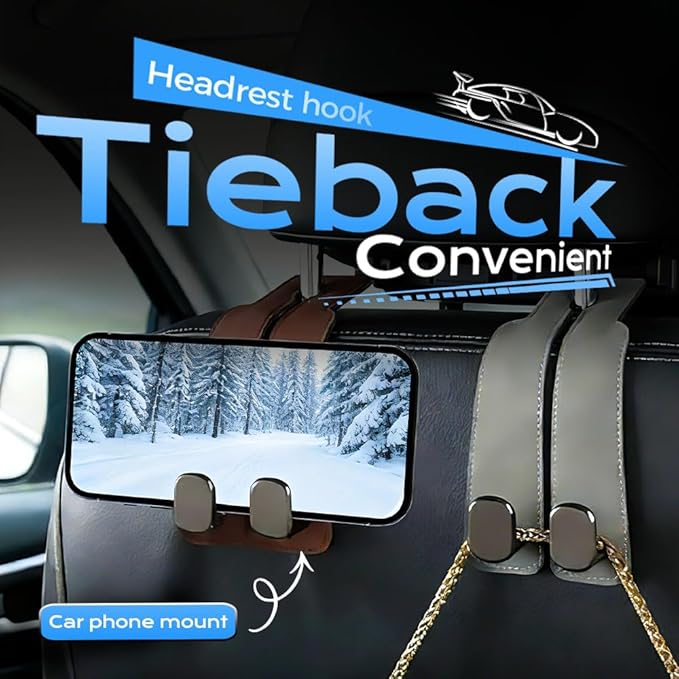 2026 Car Headrest Storage Hooks - Universal Backseat Hanger Organizer for Handbags & Grocery Bags (1, Brown)