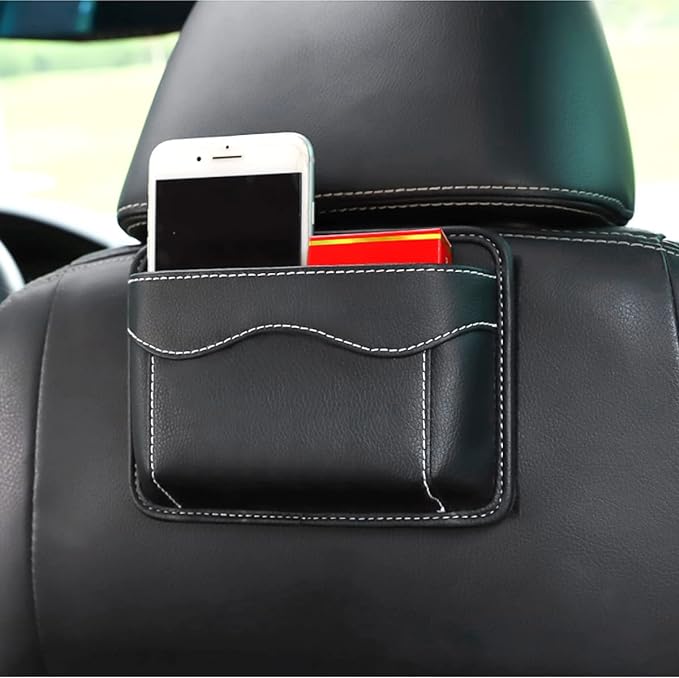 Osilly Car Seat Side Pocket Organizer, PU Leather Pen Phone Sunglasses Holder Tray Pouch Seat Gap Filler, Mini Storage Bag Car Interior Accessories for Auto Seat Door Window Console (Beige)