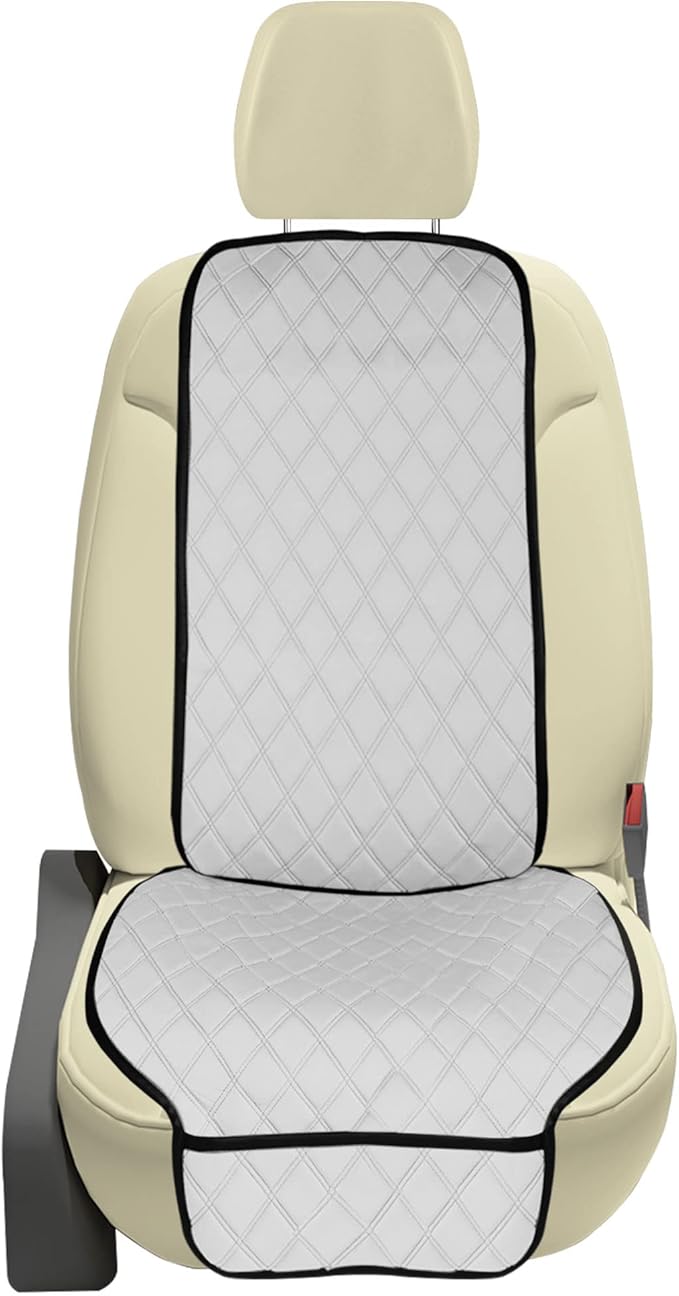FH Group Car Seat Cushion – Neosupreme Single Front Seat Cover with Front Pockets, Airbag Compatible, Universal Fit Car Seat Cushion for Driver or Passenger Seat, SUV, Truck, Sedan & Van – White