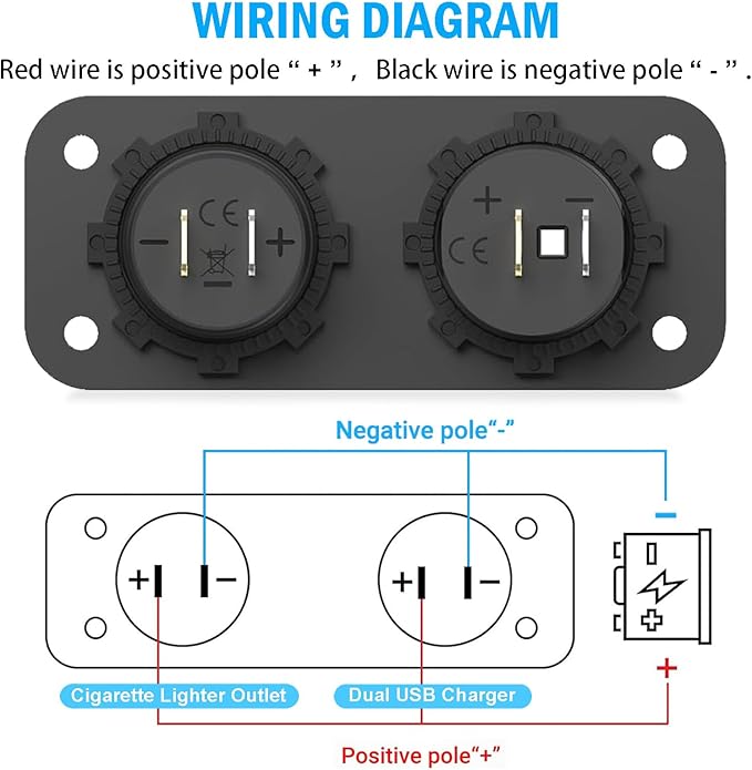 Upgraded 78W 3 Port 12V 24V USB Outlet Cigarette Lighter Socket Panel, Dual 30W PD and QC3.0 Multi Port Cylinder Charger with Button Switch and 150W Lighted Socket 2 in 1 DIY Kit for Car Boat RV, etc.