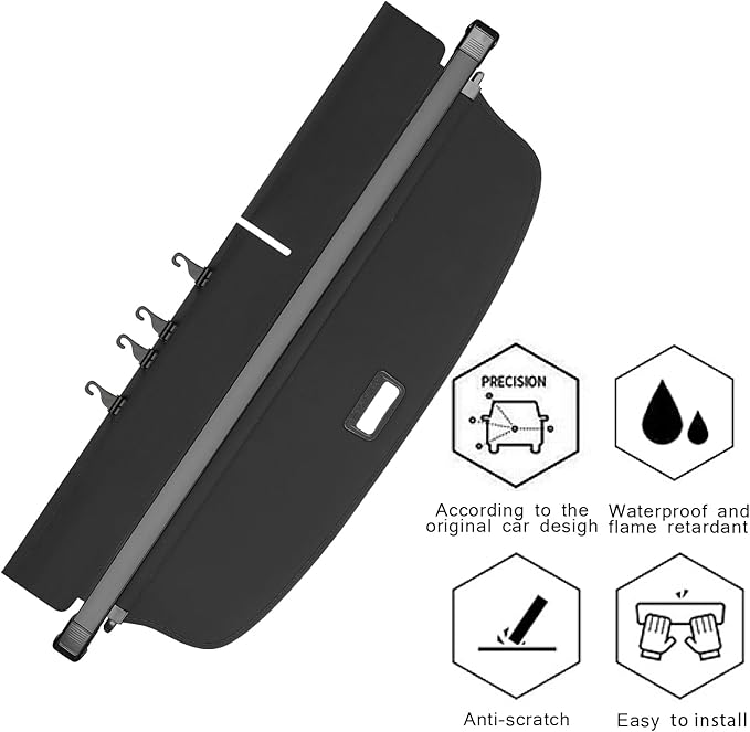 Cargo Cover No Gap Fit for VW Volkswagen Tiguan 2018-2023 2024 Retractable Trunk Rear Security Cover Shielding Shade Trunk Cover No Gap