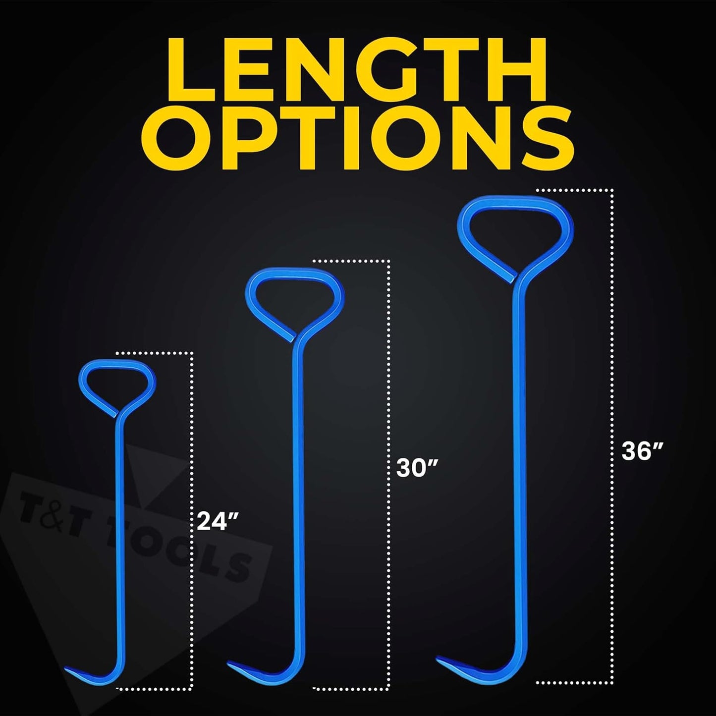T&T Tools 30-Inch Manhole Hook Tool - Heavy Duty Single Hook for Lifting Manhole Covers, Storm Drains, Septic Tank Risers - Rigid Hex Alloy Steel Tool for Lifting, Pulling, and Removing Covers-4 Pack