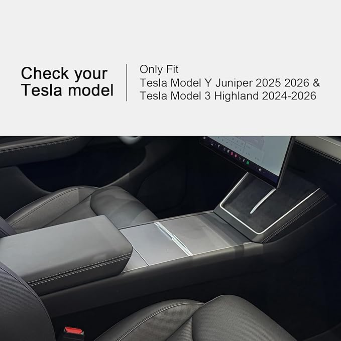 JVMA Center Console Organizer (Full Size) and Armrest Organizer for Tesla Model Y Juniper 2025 2026 and Model 3 Highland 2024-2026 (US Patent)