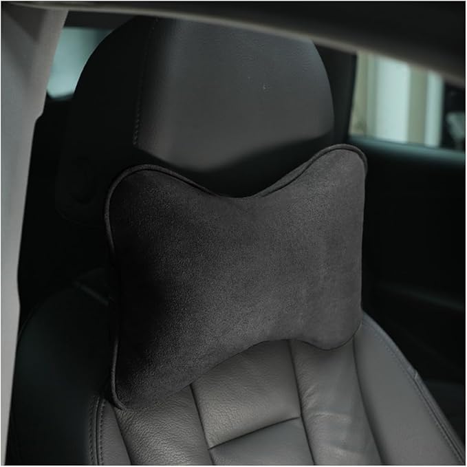 Car Neck Pillow, Soft Comfortable Memory Foam Auto Headrest Pillow Cushion with Adjustable Strap, Breathable Ergonomic Design Car Neck Pain Relief Cushion, Universal for Vehicles (Black)