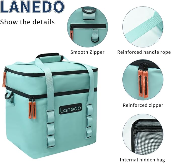 Lisa Lunch Soft Cooler 20/36 Can, Insulated Bag Portable Ice Chest Box for Lunch, Beach, Drink, Beverage, Travel, Camping, Picnic, Car, Trips, Cooler Leak-Proof