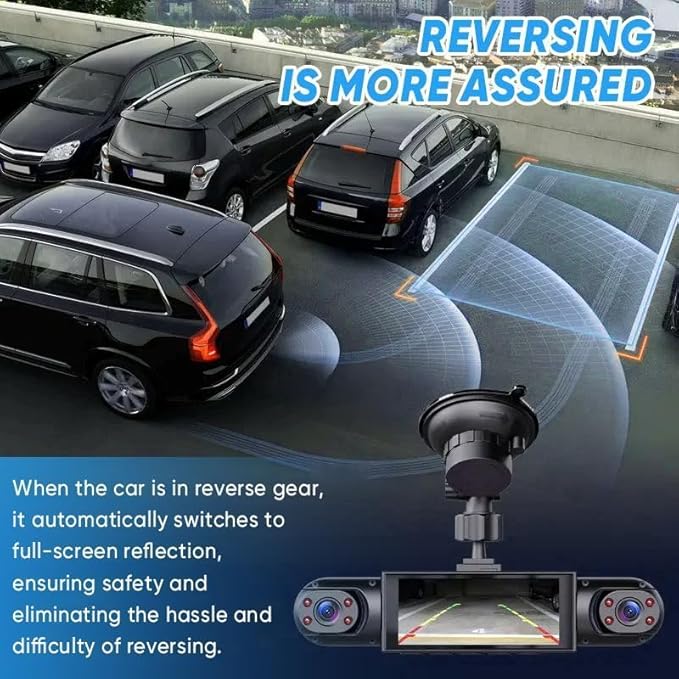 【128GB-New Launch Special】 Saker 4 Channel Dash Cam for Cars, 4K Front & 1080P Interior Rear Side Cameras, 360° Full View System with Night Vision, Parking Mode, Loop Recording (with 128GB SD Card)