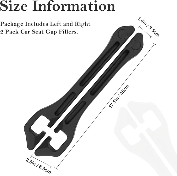 Car Seat Gap Filler 2-Pack, Universal Car Seat Gap Filler Organizer, Seat Gap Plug – Fills Gap Between Seat & Console (Premium Black)
