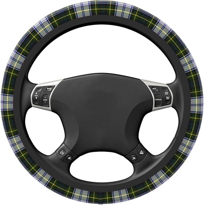 Thickened Elastic Steering Wheel Cover, Gordon Dress Tartan Plaid Ultra, Soft, Breathable, Fit for Cars, SUVs, Trucks, Stylish Comfortable Grip