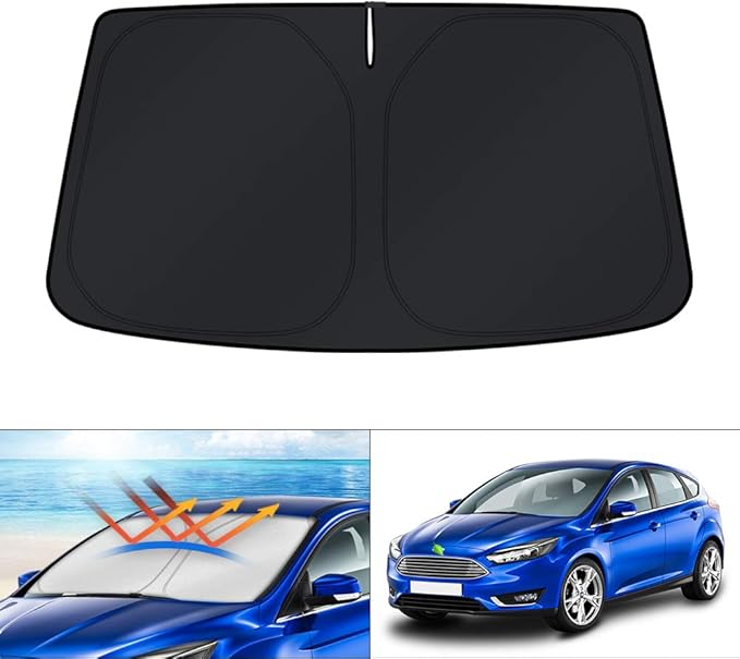 KUST Windshield Sun Shade for Ford Focus 2012-2018 Hatchback Accessories Custom Fit Window Shade Foldable Sun Visor Protector Blocks UV Rays Keep Your Car Cooler