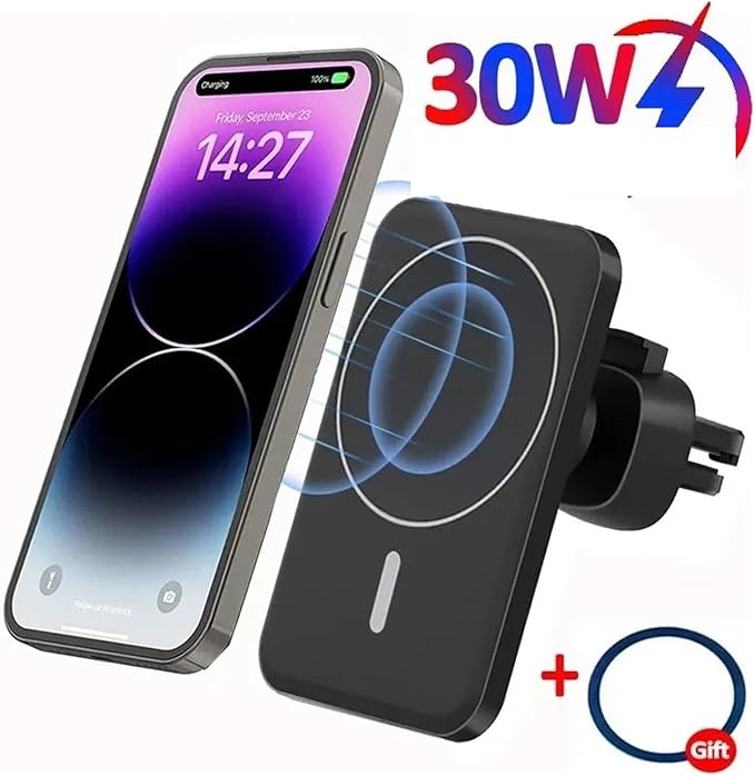 Phone Holder 30W Car Holder Wireless Charger Car Mount Magnetic Car Chargers Wireless Practical(Color:Black NO Cable)