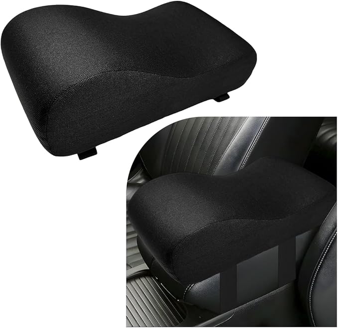 Car Armrest Cushion, 12.2"×6.3"×3.9" Memory Foam Center Console Armrest Pad, Comfortable Armrest Console Pillow Protector for Most Vehicles, Universal Car Accessories (Black)