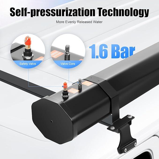 Portable Water Tank for Camping, 30L/7.93gal Self-Pressurized Water Tank, Roof Rack Mount Road Shower with Shower Head and Storage Bag, Car Camping Shower for SUVs, Sedans, RVs, Trucks
