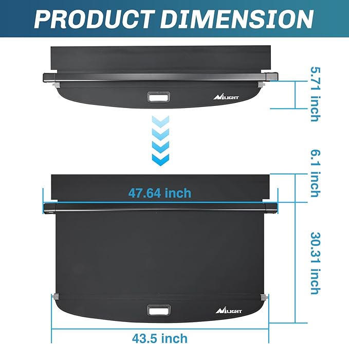 Nilight Cargo Cover Fit for Toyota RAV4 2019 2020 2021 2022 2023 2024 2025, Retractable Privacy Security Shield Shade Rear Trunk Cover, with Trunk Storage Net