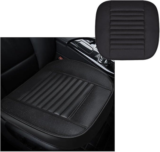 Car Front Bottom Seat Cover, PU Leather Full Wrap Bottom Seat Cushion with Storage Bag, Front Car Bottom Seat Pad Fits for 95% Vehicle, Universal Interior Car Accessories (Black)