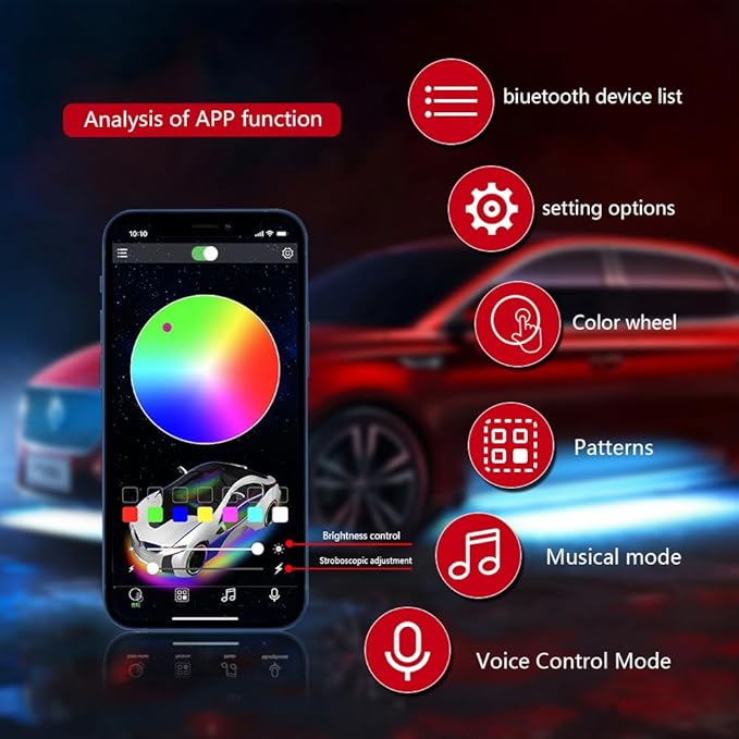 Car Floor Mats Lights for Tesla Model 3 Y Luminous Ambient Neon Lighting Kits, Interior Car Lights Floor Mats for Model Y/3 Cars Decor Atmosphere RGB Lamp Accessories Tesla Ambient Lamp