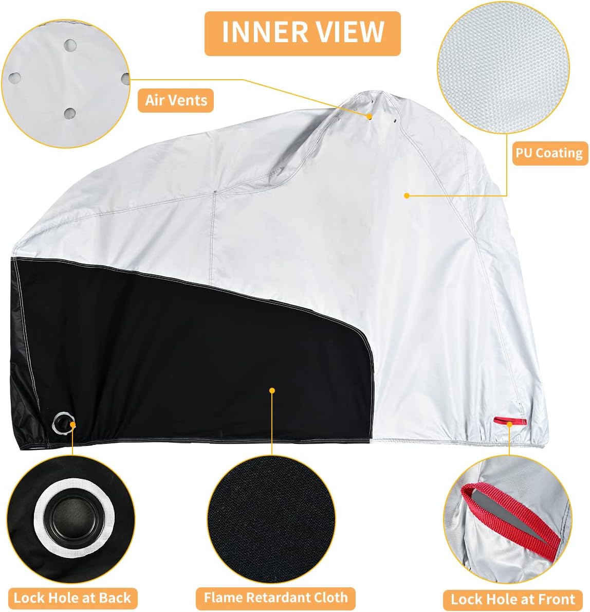 Coverado Motorcycle Cover Waterproof, All Weather Protection Outdoor Full Motorcycle Covers - UV Proof with Flame Retardant Fabric Fit for Harley Davidsion Yamaha Honda Suzuki (up to 93" Motors)