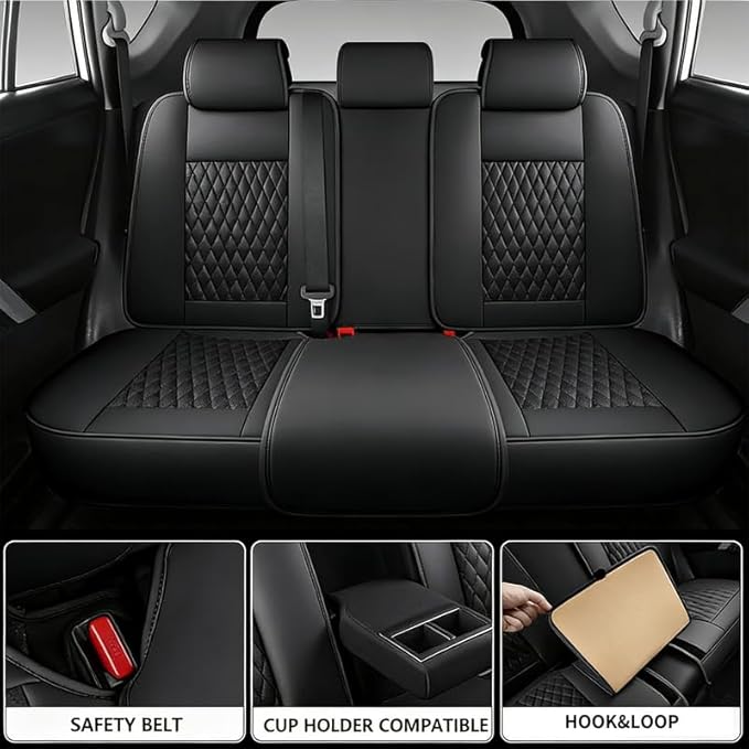 Car Seat Covers Full Set Custom Fit for Chevrolet/Chevy Bolt 2016-2026 - Premium Faux Leather with Lumbar Support | Breathable, Waterproof, Anti-Slip, Durable (Black,Full Set)