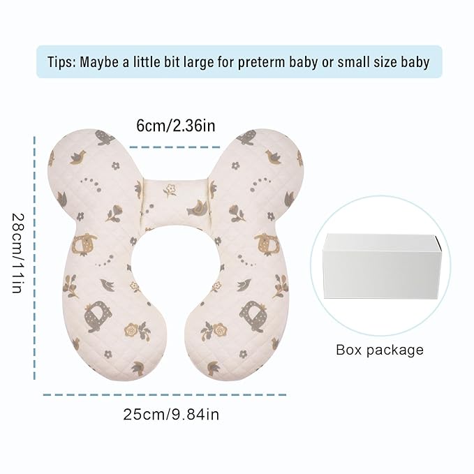 Baby Travel Pillow Upgraded, Soft Baby Head Support Pillow for Newborn Toddler, Babies Neck Car Seat, Pushchair and Strollers, Flower