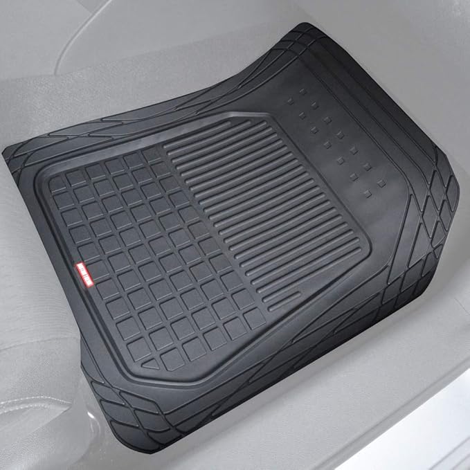 Motor Trend FlexTough Rubber Car Floor Mats with Cargo Trunk Liner, Trim to Fit Performance Plus Heavy Duty Liners for Auto SUV Truck Car Van, Thick & All Weather