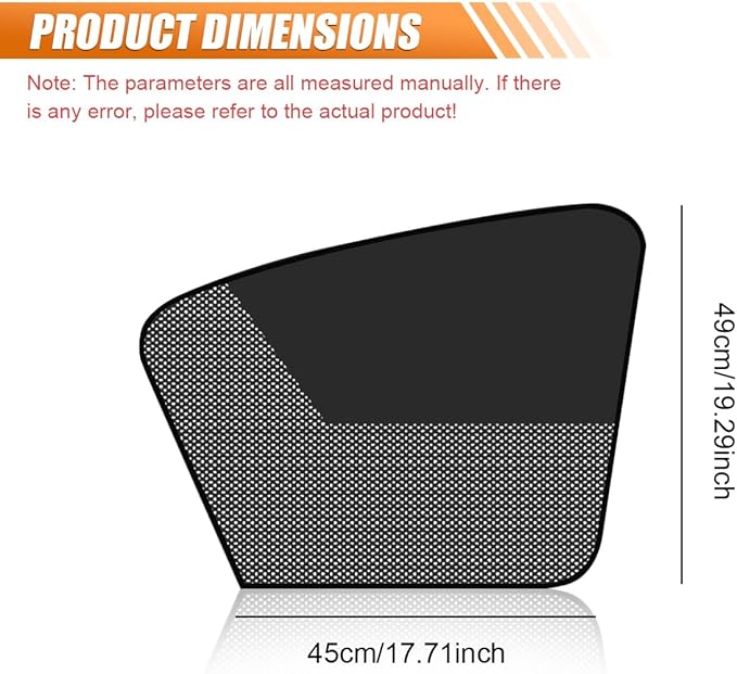Car Front Side Window Sunshade, Magnetic Automotive Windshield Privacy Curtain with Half Shade, Mesh Sun Protection Cover Blocks Heat, Glare, UV Rays for Driver Passenger (Front)