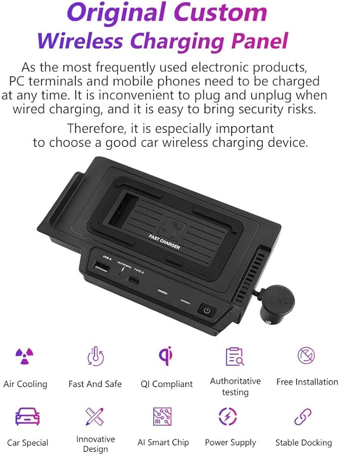 Car Wireless Charger for Mercedes-Benz GLE Coupe GLS AMG 2020-2023, 15W Qi Fast Charging Phone Pad for Mercedes Benz W167 X167 V167 GLE 350 450 AMG 53 Coupé 63 S GLS 450 580 AMG 63 Accessory
