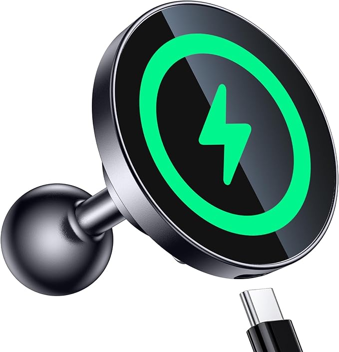 Coolpow for Magsafe Wireless Car Charger Magnetic Wireless Charging Phone Holder with 1”(25mm)Ball Mount【Super Magnet】1 inch Ball Mount for MagSafe Charger Compatible with RAM Mounts Double Socket Arm
