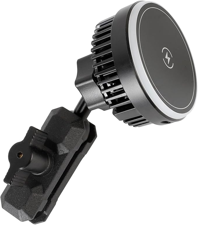 20mm Ball Magnetic Wireless Charging Phone Holder with Metal Arm for MagSafe, Compatible with Bulletpoint Mounting Solutions, 15W Fast Charger with TEC & Fan Dual Cooling for iPhone 17/16/15/14/13/12