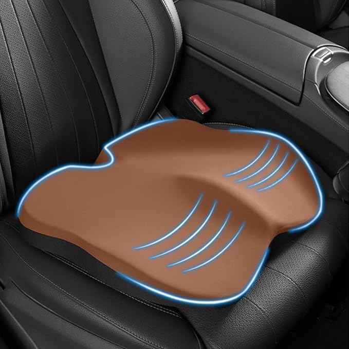 Adult Car Booster Seat Cushion, Memory Foam Car Seat Cushions for Driving, Non-Slip Automotive Seat Cushions for Sciatica & Lower Back Pain Relief