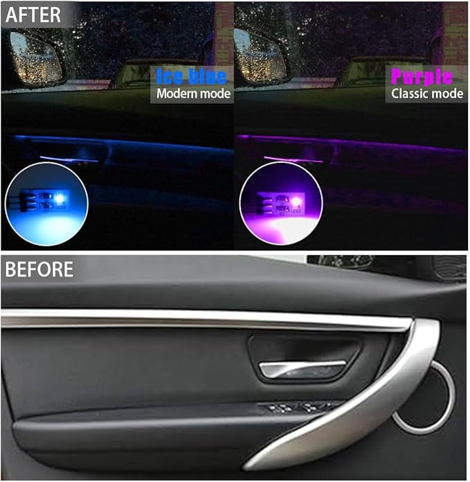 NJSBYL 4PCS Interior Door Handle Ambient Light for B-MW M4 X1 3 4 5 Series Sedan Convertible Coupe F10 F30 F31 F32 F33 F34 F36 F48 F82 F83 LED Purple-Blue Circuit Board Replacements