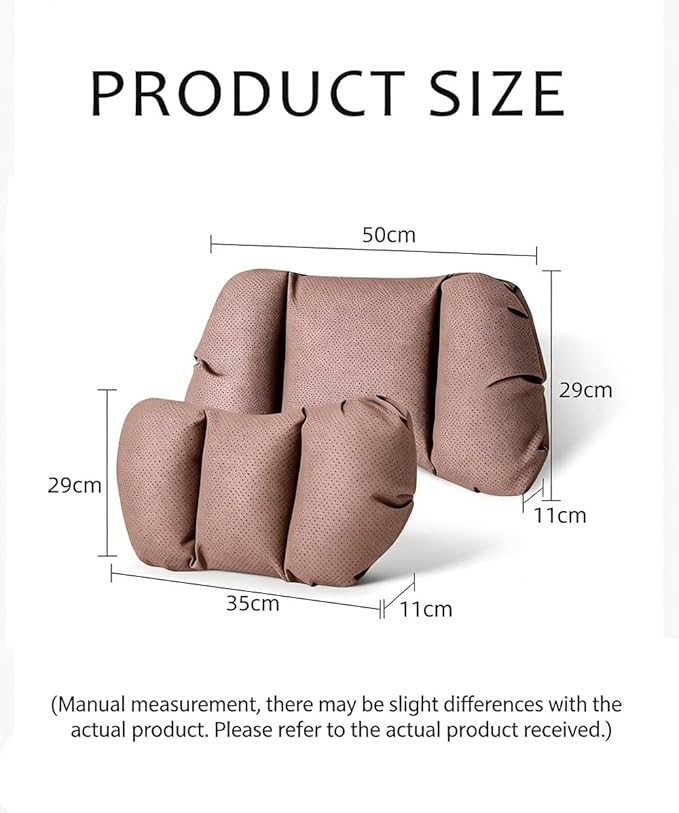 Car Neck Pillow & Lumbar Support for Lexus RZ 550e F Sport 2026+ Ergonomic Breathable Mesh Auto Seat Back Cushion Headrest,Brown-Neck & Lumbar Set