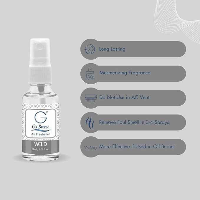 G's Breeze Wild Air Freshener – Invigorating Nature Inspired Aroma – Energizing & Refreshing Scent – Floral, Crisp & Bold Fragrance for Home, Car & Office – Ideal for Any Space or Occasion