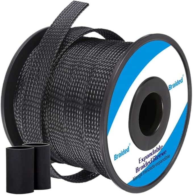 100ft - 1/8 Inch Cable Management Sleeve Protector,Wire Loom PET Expandable Wire Sleeving for Office TV Computer Home Theater Engine Bay Cord Organizer,Protect Cables from Pet Cat Dog Chewing,Black