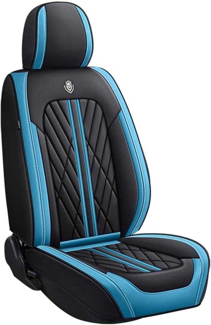 Premium Nappa Leatherette Car Seat Cover Set Custom Fit for Honda CR-V CRV 2000-2023 2024 2025 2026 Water-Proof Breathable Faux Leather Seat Cushion Protectors (Front 2 Seats,Black Cyan)