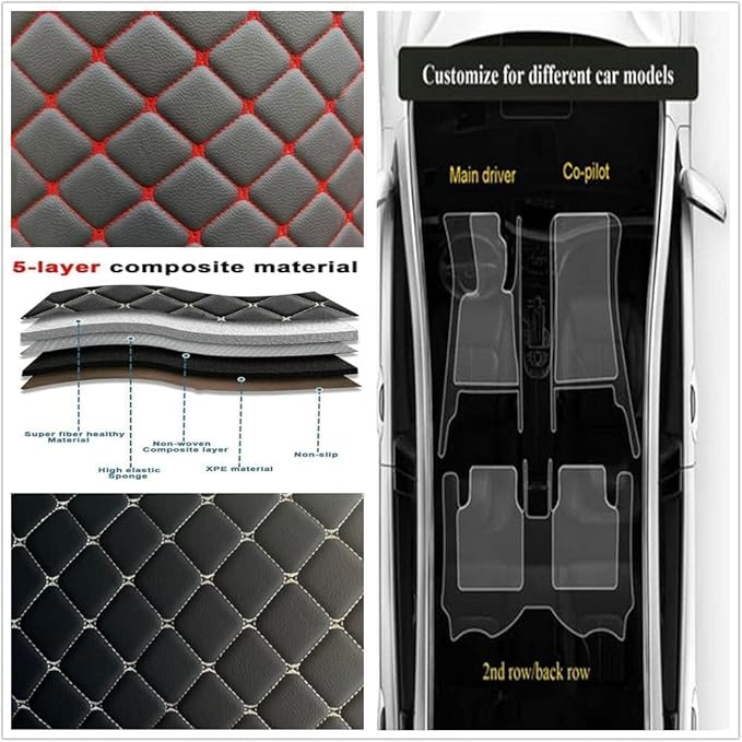 Custom Making Car Floor Mats Protection Pads for 99% Sedan/Coupe/Hatchback/SUV/Pickup Men Women Car Floor Mats Coverage Pads Anti-Slip Leather Floor Lining (Beige+Light Brown)
