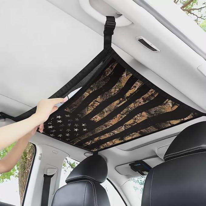 American Flag Print Car Roof Storage Bag Car Organizer for Car Seat Premium Car Seat Organizer One Size Car Travel Accessories Suitable for Cars, SUVs