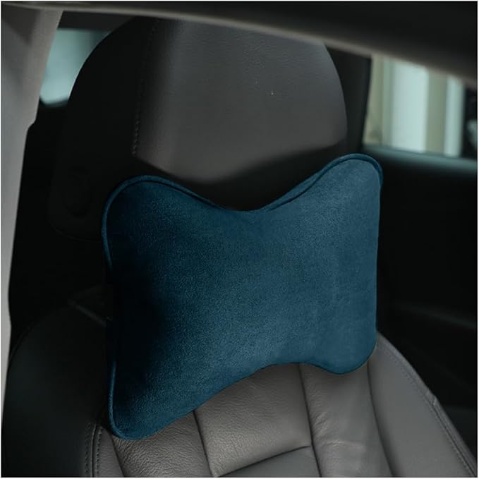 Car Neck Pillow, Soft Comfortable Memory Foam Auto Headrest Pillow Cushion with Adjustable Strap, Breathable Ergonomic Design Car Neck Pain Relief Cushion, Universal for Vehicles (Blue)
