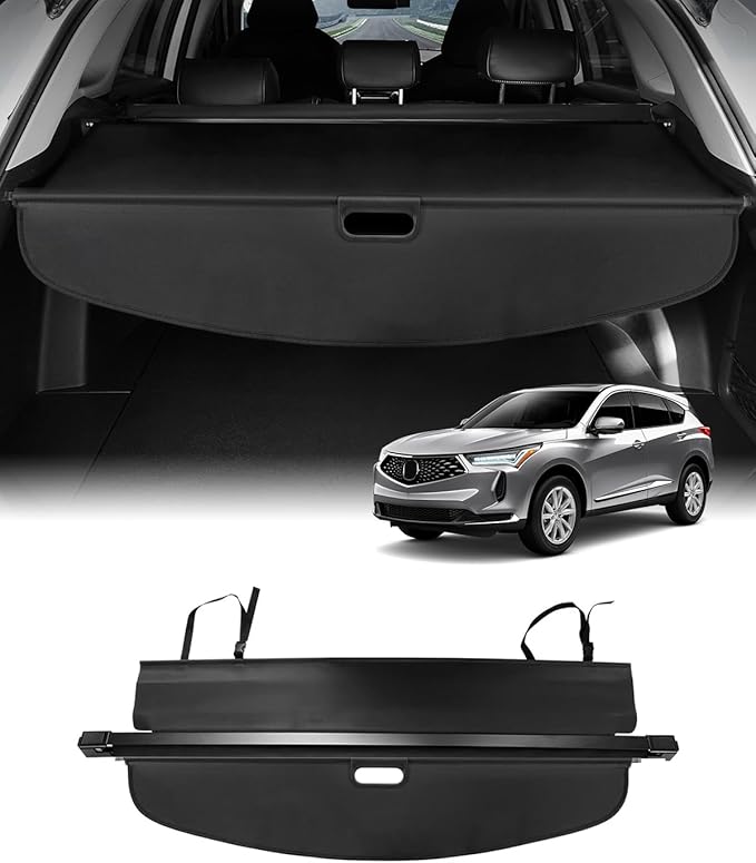 Powerty Retractable Cargo Cover for 2019-2025 2026 Acura RDX, Canvas Texture Trunk Cover Privacy Screen Rear Security Shade for RDX Accessories (with Extented Cover)